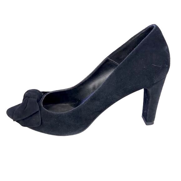 Vaneli Women's Black Suede Bow Pointed Toe Heels Size 8 Formal Pumps - Picture 5 of 10